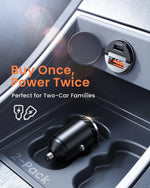 2-Pack 125W Fast Car Charger, Mini Flush Fit USB C Car Adapter