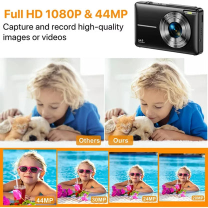 1080P Digital Camera 44MP 16X Zoom with 32GB Card, Compact Point and Shoot Camera for Teens Students