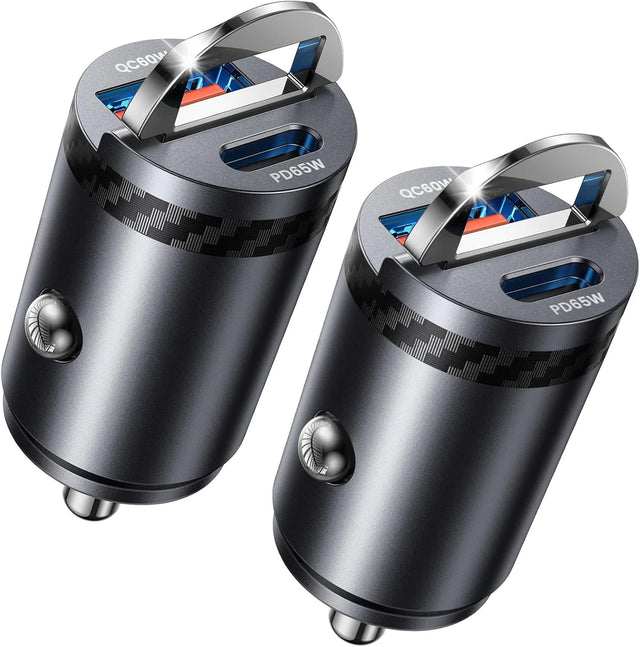 2-Pack 125W Fast Car Charger, Mini Flush Fit USB C Car Adapter